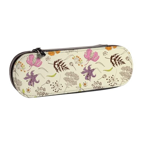 Hnnkloy Leder-Federmäppchen-Organizer für die Aufbewahrung von Schreibwaren, Blumenmuster von Hnnkloy