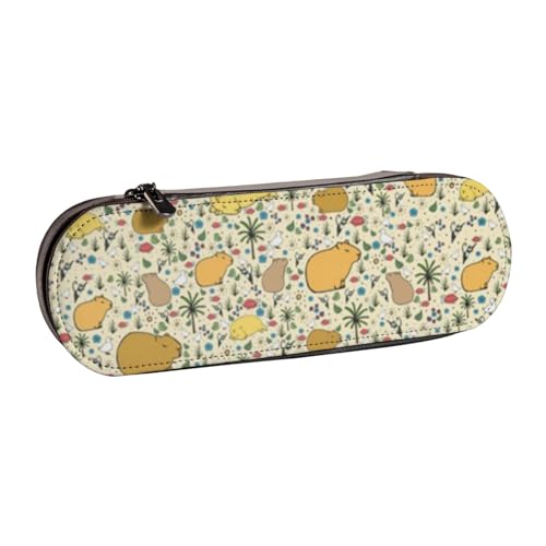 Hnnkloy Leder-Federmäppchen-Organizer für die Aufbewahrung von Schreibwaren, Capybaras von Hnnkloy