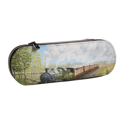 Hnnkloy Leder-Federmäppchen-Organizer für die Aufbewahrung von Schreibwaren, Dampfzug und Eisenbahn von Hnnkloy