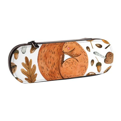 Hnnkloy Leder-Federmäppchen-Organizer für die Aufbewahrung von Schreibwaren, Eichhörnchen von Hnnkloy