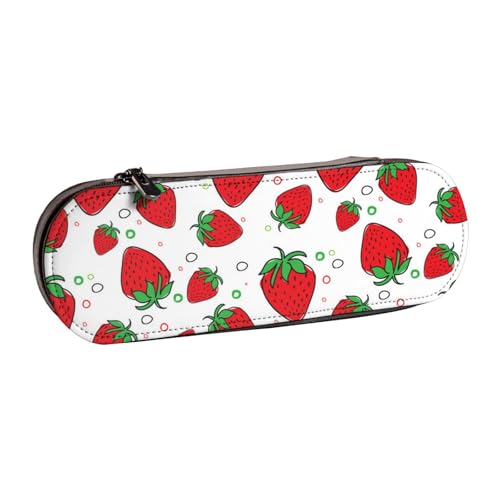 Hnnkloy Leder-Federmäppchen-Organizer für die Aufbewahrung von Schreibwaren, Erdbeere von Hnnkloy