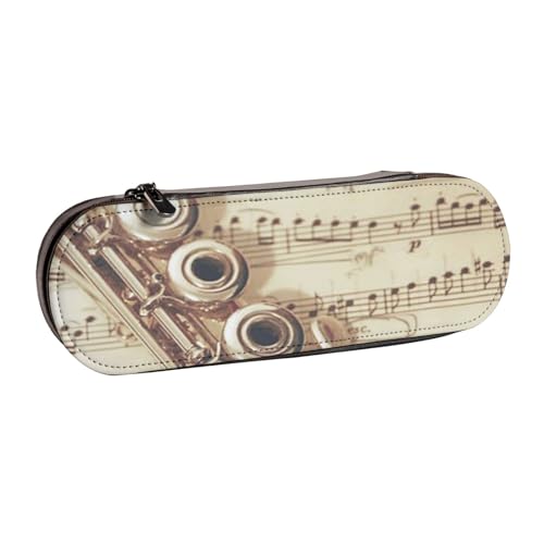 Hnnkloy Leder-Federmäppchen-Organizer für die Aufbewahrung von Schreibwaren, Flötenmusik von Hnnkloy