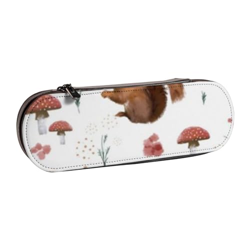 Hnnkloy Leder-Federmäppchen-Organizer für die Aufbewahrung von Schreibwaren, Frühlingseichhörnchen von Hnnkloy