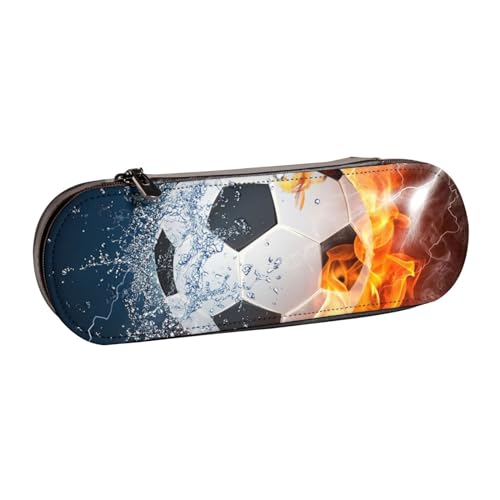 Hnnkloy Leder-Federmäppchen-Organizer für die Aufbewahrung von Schreibwaren, Fußball von Hnnkloy