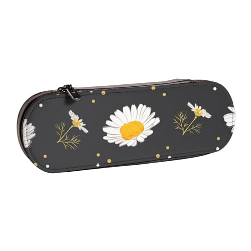 Hnnkloy Leder-Federmäppchen-Organizer für die Aufbewahrung von Schreibwaren, Gänseblümchen von Hnnkloy