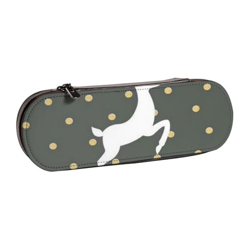 Hnnkloy Leder-Federmäppchen-Organizer für die Aufbewahrung von Schreibwaren, Gold und Grau. Gratis Weihnachten von Hnnkloy