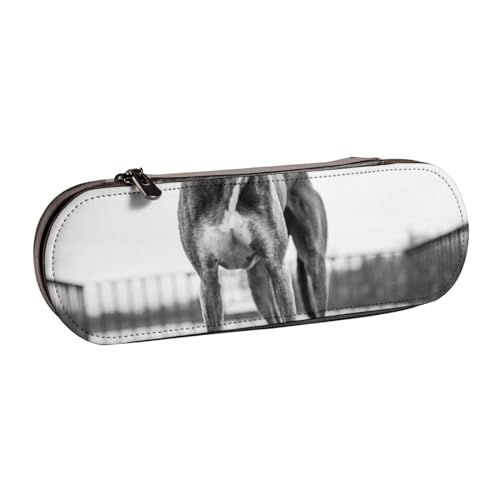 Hnnkloy Leder-Federmäppchen-Organizer für die Aufbewahrung von Schreibwaren, Greyhound von Hnnkloy