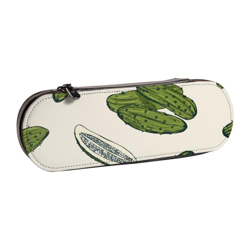 Hnnkloy Leder-Federmäppchen-Organizer für die Aufbewahrung von Schreibwaren, Gurkengurke von Hnnkloy