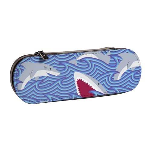 Hnnkloy Leder-Federmäppchen-Organizer für die Aufbewahrung von Schreibwaren, Haifischwellen von Hnnkloy