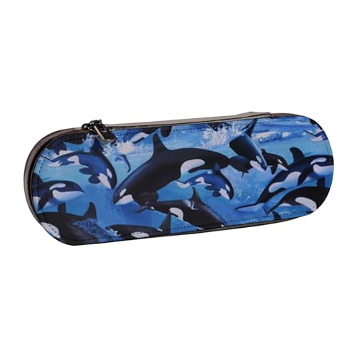 Hnnkloy Leder-Federmäppchen-Organizer für die Aufbewahrung von Schreibwaren, Killerwal von Hnnkloy