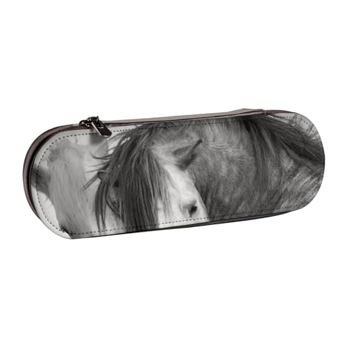 Hnnkloy Leder-Federmäppchen-Organizer für die Aufbewahrung von Schreibwaren, Pferde von Hnnkloy