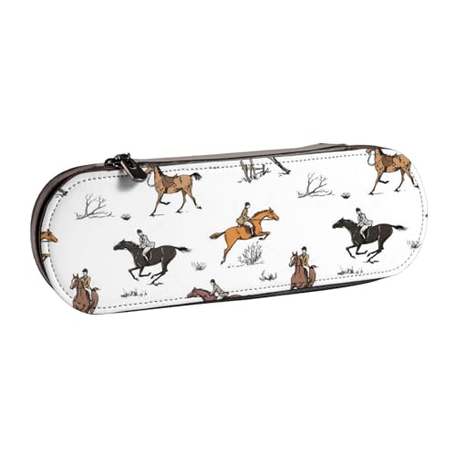 Hnnkloy Leder-Federmäppchen-Organizer für die Aufbewahrung von Schreibwaren, Pferde von Hnnkloy
