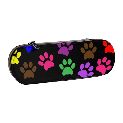 Hnnkloy Leder-Federmäppchen-Organizer für die Aufbewahrung von Schreibwaren, Pfotenabdrücke von Hnnkloy