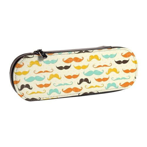 Hnnkloy Leder-Federmäppchen-Organizer für die Aufbewahrung von Schreibwaren, Schnurrbart von Hnnkloy