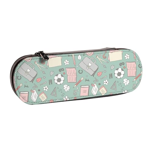 Hnnkloy Leder-Federmäppchen-Organizer für die Aufbewahrung von Schreibwaren, Schulhintergrund von Hnnkloy