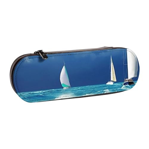 Hnnkloy Leder-Federmäppchen-Organizer für die Aufbewahrung von Schreibwaren, Segelschiff von Hnnkloy