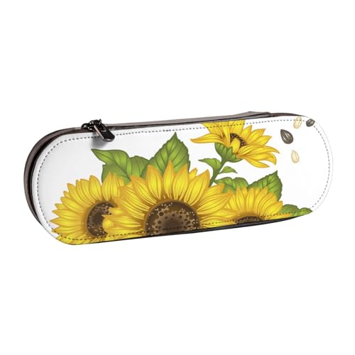 Hnnkloy Leder-Federmäppchen-Organizer für die Aufbewahrung von Schreibwaren, Sonnenblume von Hnnkloy
