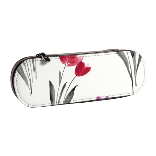 Hnnkloy Leder-Federmäppchen-Organizer für die Aufbewahrung von Schreibwaren, Tulpen von Hnnkloy
