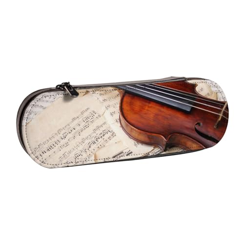 Hnnkloy Leder-Federmäppchen-Organizer für die Aufbewahrung von Schreibwaren, Violine von Hnnkloy