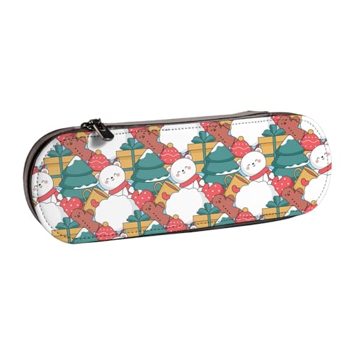 Hnnkloy Leder-Federmäppchen-Organizer für die Aufbewahrung von Schreibwaren, Weihnachten und Neujahr von Hnnkloy