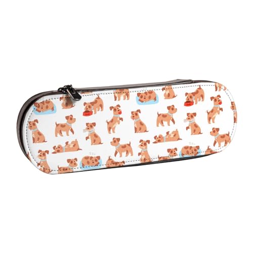 Hnnkloy Leder-Federmäppchen-Organizer für die Aufbewahrung von Schreibwaren, Welpe von Hnnkloy