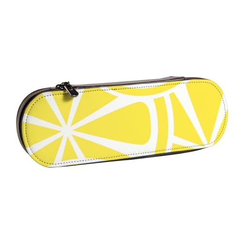 Hnnkloy Leder-Federmäppchen-Organizer für die Aufbewahrung von Schreibwaren, Zitronenscheibengelb von Hnnkloy
