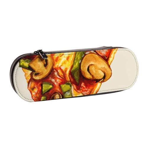 Hnnkloy Leder-Federmäppchen-Organizer für die Aufbewahrung von Schreibwaren und Pizza von Hnnkloy