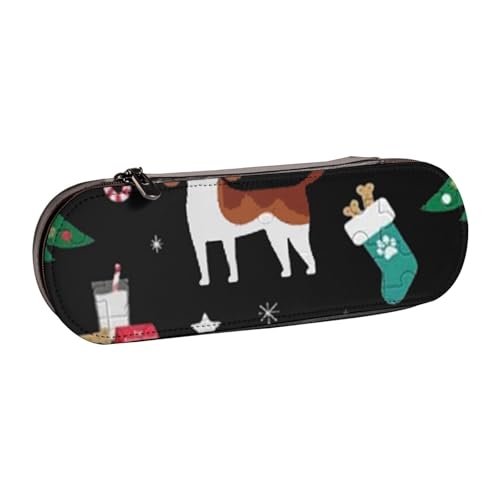 Hnnkloy Leder-Federmäppchen-Organizer zur Aufbewahrung von Schreibwaren, Beagle Christmas von Hnnkloy