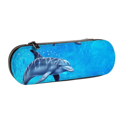 Hnnkloy Leder-Federmäppchen-Organizer zur Aufbewahrung von Schreibwaren, Delfine von Hnnkloy