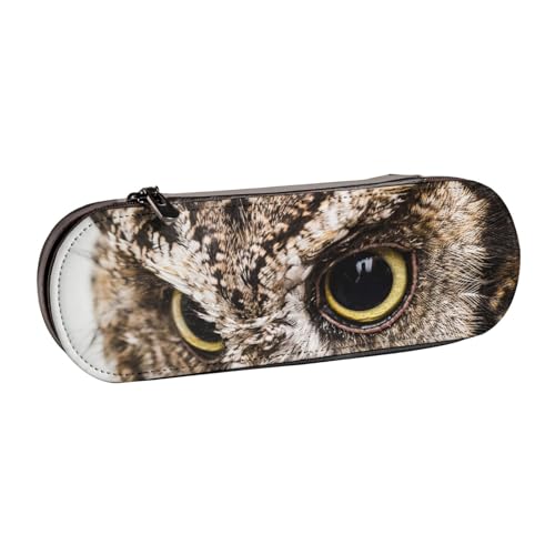 Hnnkloy Leder-Federmäppchen-Organizer zur Aufbewahrung von Schreibwaren, Eulenkopf von Hnnkloy