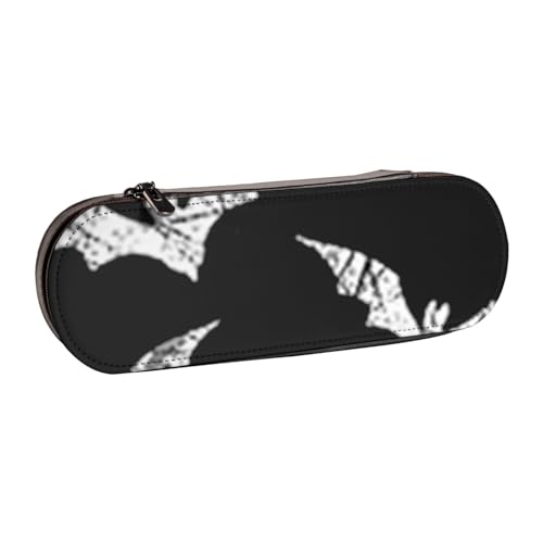 Hnnkloy Leder-Federmäppchen-Organizer zur Aufbewahrung von Schreibwaren, Fledermausmuster von Hnnkloy