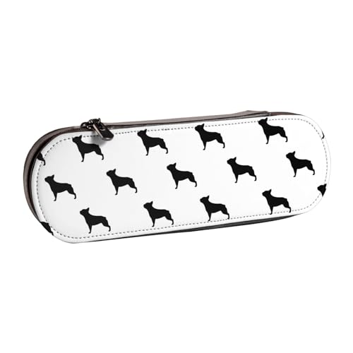 Hnnkloy Leder-Federmäppchen-Organizer zur Aufbewahrung von Schreibwaren, Frenchie von Hnnkloy