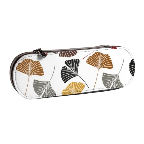 Hnnkloy Leder-Federmäppchen-Organizer zur Aufbewahrung von Schreibwaren, Ginkgoblätter von Hnnkloy