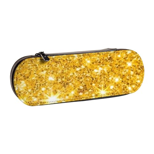 Hnnkloy Leder-Federmäppchen-Organizer zur Aufbewahrung von Schreibwaren, Goldglitter von Hnnkloy