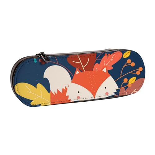 Hnnkloy Leder-Federmäppchen-Organizer zur Aufbewahrung von Schreibwaren, Herbstfuchs von Hnnkloy