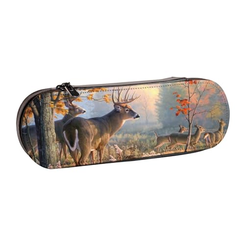 Hnnkloy Leder-Federmäppchen-Organizer zur Aufbewahrung von Schreibwaren, Hirsch-Kunstdruck von Hnnkloy