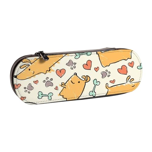 Hnnkloy Leder-Federmäppchen-Organizer zur Aufbewahrung von Schreibwaren, Hundemuster von Hnnkloy