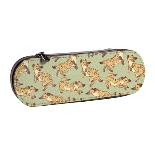 Hnnkloy Leder-Federmäppchen-Organizer zur Aufbewahrung von Schreibwaren, Hyänenmuster von Hnnkloy