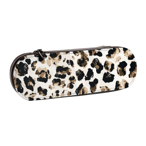 Hnnkloy Leder-Federmäppchen-Organizer zur Aufbewahrung von Schreibwaren, Leopardenmuster von Hnnkloy