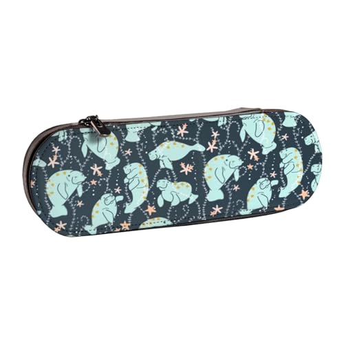 Hnnkloy Leder-Federmäppchen-Organizer zur Aufbewahrung von Schreibwaren, Manatee von Hnnkloy