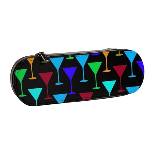 Hnnkloy Leder-Federmäppchen-Organizer zur Aufbewahrung von Schreibwaren, Martini-Glas-Muster von Hnnkloy