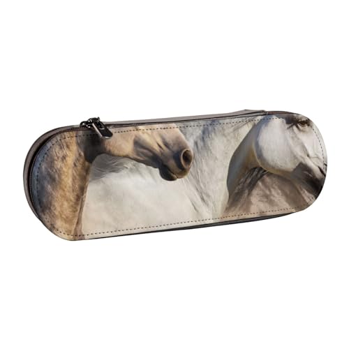 Hnnkloy Leder-Federmäppchen-Organizer zur Aufbewahrung von Schreibwaren, Wildpferd-Bild von Hnnkloy