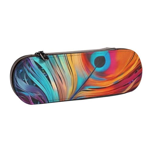 Hnnkloy Leder-Federmäppchen-Organizer zur Aufbewahrung von Schreibwaren, mit farbigem Federdruck von Hnnkloy