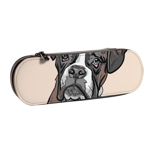Leder-Federmäppchen-Organizer für die Aufbewahrung von Schreibwaren, Hundeboxer von Hnnkloy