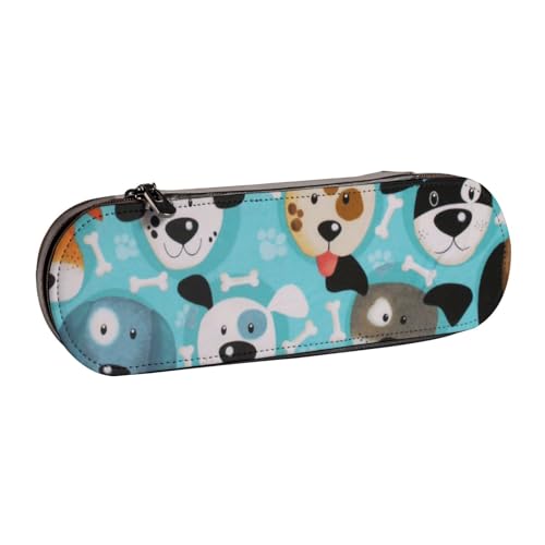 Leder-Federmäppchen-Organizer für die Aufbewahrung von Schreibwaren, niedliche Hunde von Hnnkloy
