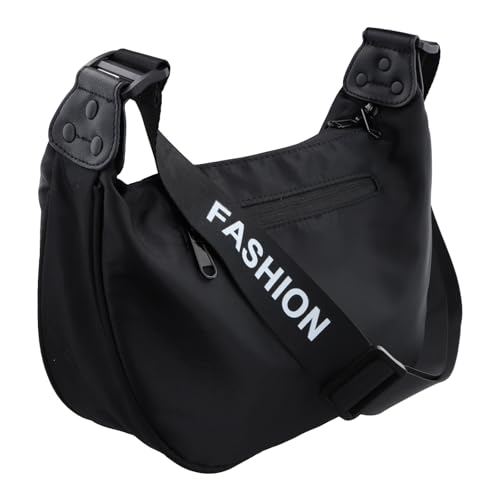 Halbmond Tasche aus Oxford Cloth,Tragbare Halbmond-Geldbörse,28 x 10 x 17 cm Handtasche,Stylische Umhängetasche Wasserabweisend, Polyestergewebe,Halten Mobiltelefonen,für Tägliche Pendeln (Schwarz) von Hnonoxy