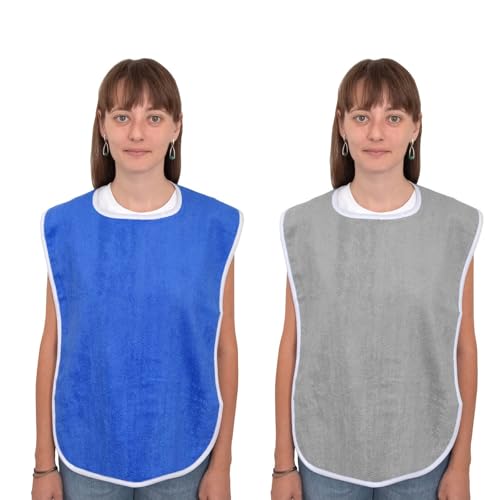 Hnonoxy 2 Stück Lätzchen für Erwachsene, Lätzchen Schlabberlatz, Wasserdicht Erwachsenen Lätzchen, Unisex Kleidungsschutz für Mutter Vater für Männer Frauen Ältere Menschen Behinderte von Hnonoxy