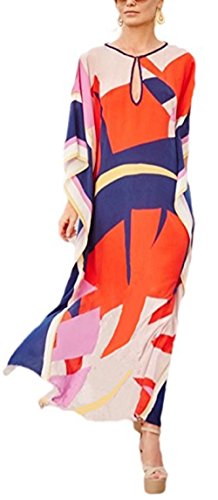 Ho Mall Damen Sommer Elegant Strand Poncho Ethnisch Drucken Lose Kaftan Kittel Sommer Maxi Kleid (Muster 5, Einheitsgröße) von Ho Mall