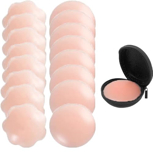 HoAhaMay 8 Paar Nippelabdeckungen aus Silikon, Nippelpads für Frauen, Wiederverwendbare Nippelaufkleber, Selbstklebende Nippelabdeckungen, wasserfeste Brustaufkleber unter BH Bikinis von HoAhaMay