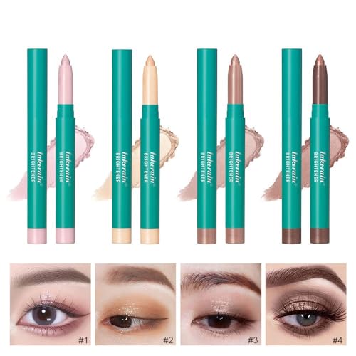 2PC Thrive Eyeshadow Stick, Thrive Lidschatten-Stick, Augenaufheller, Schimmernder, Cremiger Lidschattenstift, Highlighter, Eyeliner, langlebig, Wasserdicht, Mischbar, Einfach zu Färben (4 Stück) von HoGeGe